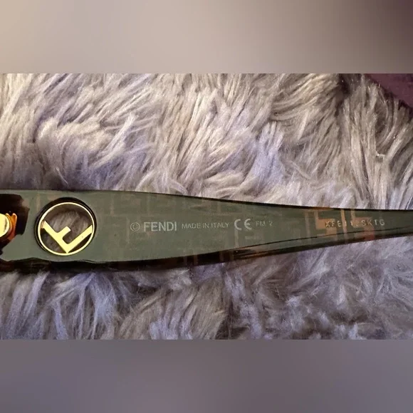 FENDI Havana HOT 🔥 Signature Logo Sunglasses Brown&Gold Open-F 100% Authentic - Picture 7 of 11